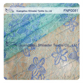 Polyster Nylon Lace Fabric of Mint Green with  Pattern Floral supplier