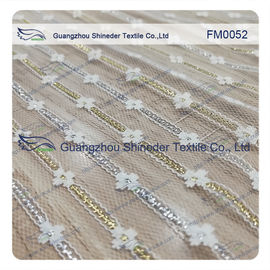 Light Silver Nylon Metallic Lace Fabric  for garment supplier