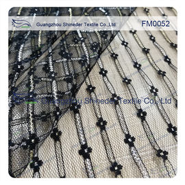 Light Silver Nylon Metallic Lace Fabric  for garment supplier