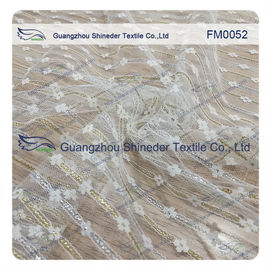 Light Silver Nylon Metallic Lace Fabric  for garment supplier