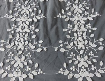 Stereoscopic Multi-color Leafy Pattern Embroidery Lace Fabric for garment supplier