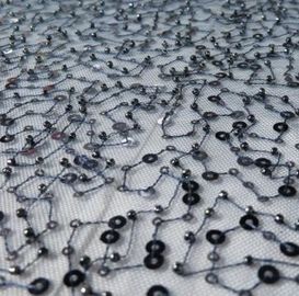 Shining sequins and Beaded Lace Fabric for ladies garment supplier