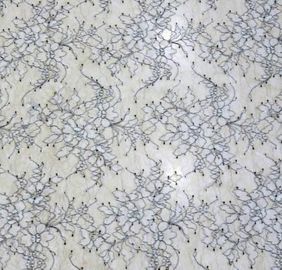 Coloured Designs Chantilly Lace For Wedding Dresses , French Lace Fabric supplier