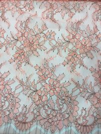 Coloured Designs Chantilly Lace For Wedding Dresses , French Lace Fabric supplier