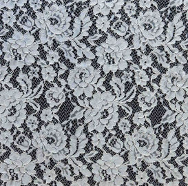Edge Nylon Viscose Cord Lace Fabric , Black Floral Scalloped Lace Fabric supplier