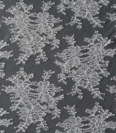 150cm Width Nylon Lace Fabric White Flower Design For Dress supplier