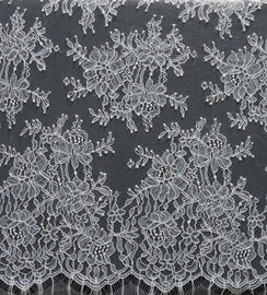 150cm Width Nylon Lace Fabric White Flower Design For Dress supplier