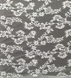 White Eco - Friendly Dyeing Nylon Lace Fabric Light Net Mesh Small Flower Lady Dress supplier