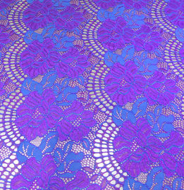 150CM Width Floral Cotton Nylon Lace Fabric Purple / White / Black For Ladies Dressing supplier