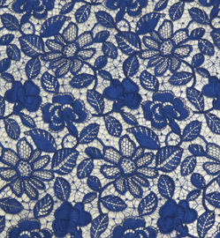 Stretchy Polyester Floral Navy Blue Lace Fabric Trimming Custom Printed supplier