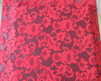 Fashion Red Elastic Guipure Embroidery Lace Fabric For Wedding Dresses supplier