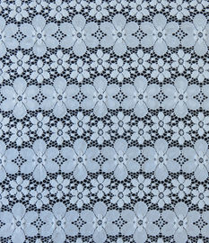 Nylon Spandex Elastic Blue Floral Lace Fabric Trim For Lady Garment supplier