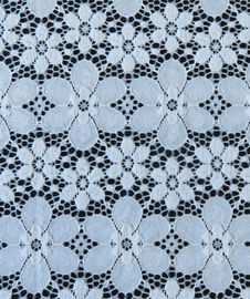 Nylon Spandex Elastic Blue Floral Lace Fabric Trim For Lady Garment supplier