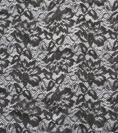 Breathable Black Elastic Lace Fabric , Wedding Dresses Lace Fabric supplier