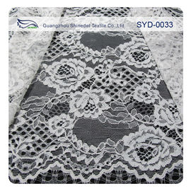 Black Dress Corded Chantilly Flower Lace Fabric / Embroidered Lace Fabric supplier