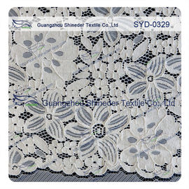 Blue Corded Lace Fabric For Wedding Dresses / High Fashion Lace Fabrics supplier