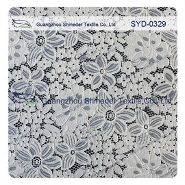 Blue Corded Lace Fabric For Wedding Dresses / High Fashion Lace Fabrics supplier
