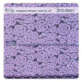 Purple Dyeing Stretchy Corded Lace Fabric Plus Size Wedding Gown supplier