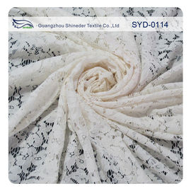 White Corded Bridal Lace Fabric For Wedding , Embroidery Lace Fabric supplier