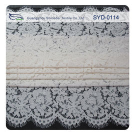 White Corded Bridal Lace Fabric For Wedding , Embroidery Lace Fabric supplier