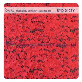Custom Red Corded Elastic Lace Fabric Dresses For Dressmaking , Antique supplier
