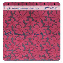 Red Nylon Corded Fashion Swiss Wedding Dress Lace Fabric , Embroidered supplier