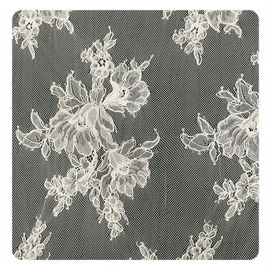 Ivory Eyelash Chantilly Lace Trim , Bridal Cream Cord Lace Fabric supplier