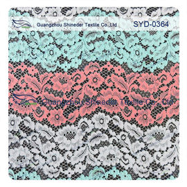 Nylon Polyester Corded Scalloped Lace Fabric / Floral Lace Fabric Dress supplier