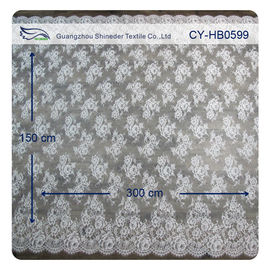 Custom Elastic Bridal Eyelash Lace Trim , White Bridal Lace Fabric supplier