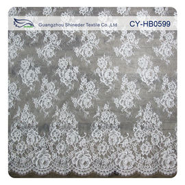 Custom Elastic Bridal Eyelash Lace Trim , White Bridal Lace Fabric supplier