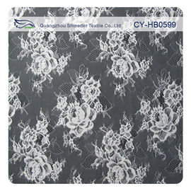 Custom Elastic Bridal Eyelash Lace Trim , White Bridal Lace Fabric supplier