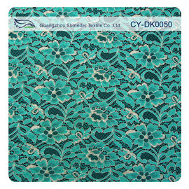 Green Metallic Guipure Lace Fabric , Nylon Cotton Fabric Flower Lace supplier