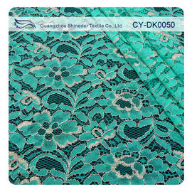 Green Metallic Guipure Lace Fabric , Nylon Cotton Fabric Flower Lace supplier