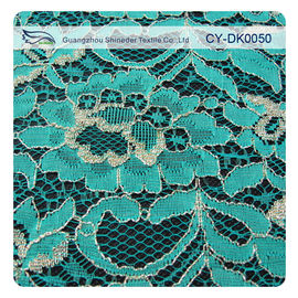 Green Metallic Guipure Lace Fabric , Nylon Cotton Fabric Flower Lace supplier