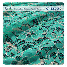 Green Metallic Guipure Lace Fabric , Nylon Cotton Fabric Flower Lace supplier