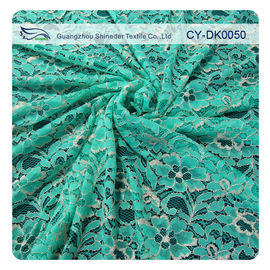 Green Metallic Guipure Lace Fabric , Nylon Cotton Fabric Flower Lace supplier