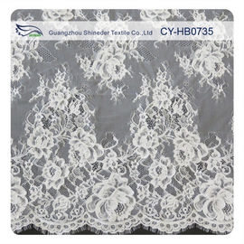Heavy Corded Eyelash Wedding Dress Lace Fabric , Eco-Friendly supplier