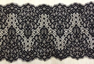 Nylon Scalloped Black Eyelash Lace Trimming For Garment Decorative supplier