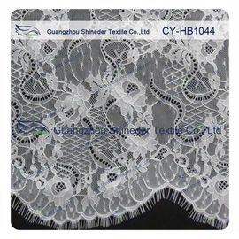 Big Bridal Eyelash Chantilly Lace Trim / Scalloped Lace Fabric supplier