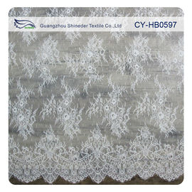 Fashion Nylon Stretch Eyelash Ruffled Lace Trim / Embroidered Lace Fabric supplier