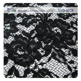 Beautiful Heavy Black Corded Lace Fabric Embroidered To Evening Dress supplier