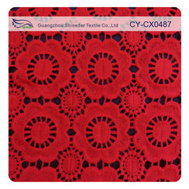 Red Stretch Floral Embroidered Lace Fabric For Women Dress and Top supplier
