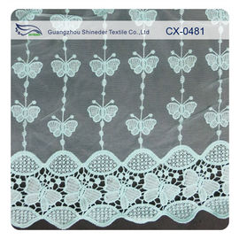 Butterfly Organza Embroidery Lace Fabric , Eco-friendly Dyeing / Normal Dyeing supplier