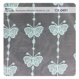 Butterfly Organza Embroidery Lace Fabric , Eco-friendly Dyeing / Normal Dyeing supplier