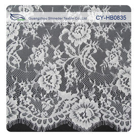 100 Nylon Swiss Voile Chantilly Lace , Customized French Lace Fabric supplier