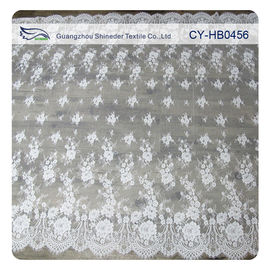 Ivory Nylon Floral Chantilly Embroideried Lace Fabric Custom Printed supplier