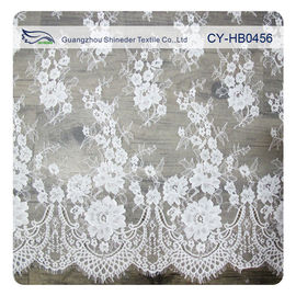 Ivory Nylon Floral Chantilly Embroideried Lace Fabric Custom Printed supplier