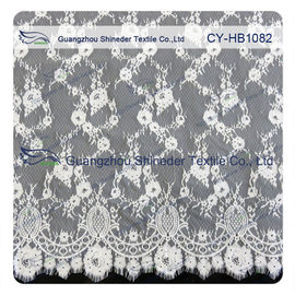 Custom Printed Swiss Voile Lace Trimming / Wedding Dresses Lace Fabric supplier