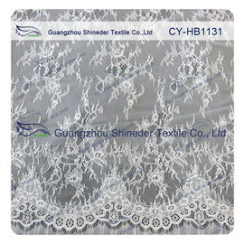 100 Nylon Bridal Chantilly Lace Swiss Voile Lace Fabric , Custom Printed supplier