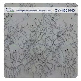 Thin Soft Charming Chantilly Floral Bridal Lace , Nylon Scallop Wedding Dress Lace supplier